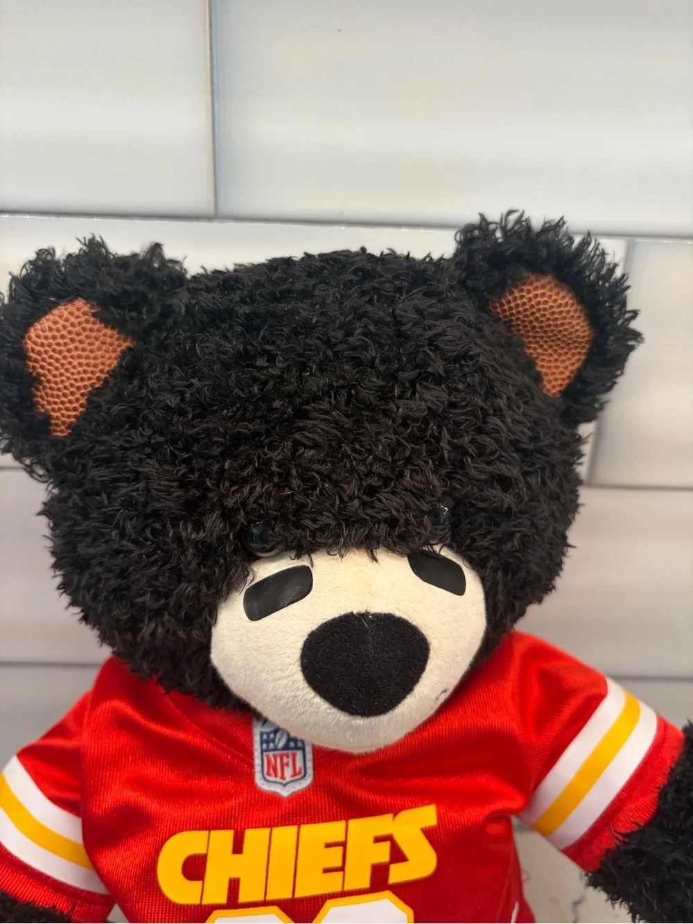 Build-A-Bear Black Bear in Red Kansas City Chiefs Jersey